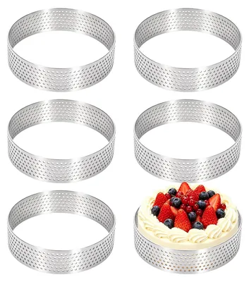 6 Dessertringe Ø 8 cm aus 430 Edelstahl, backfest