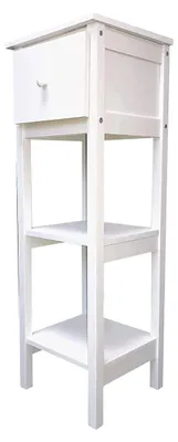 Produktbild von Telefontisch Weiß, 32 x 100 x 32 cm, Beistelltisch mit 2 Ablagen und Schublade