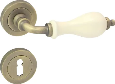 Produktbild von DOMINO Türgriff Drückergarnitur BB-Buntbart Set | Rund-Rosette | Türklinke für Bürotür, Kellertür & Innentür | Türbeschläge aus Aluminium | Bronze matt Türdrückergarnitur | VIOLA-R M3/MATT