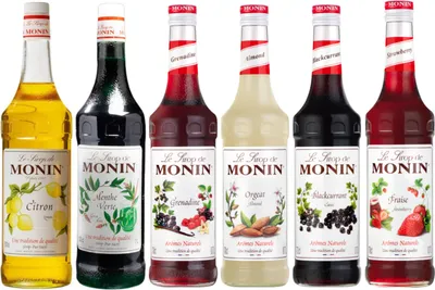 Image de Lot sirops incontournables MONIN - 6x1L Citron, Menthe, Grenadine, Orgeat, Cassis, Fraise