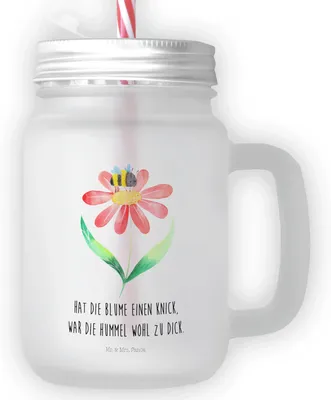 Produktbild von Mr. & Mrs. Panda Glas Hummel Blume - Transparent - Geschenk, Hummeln, Lustige Sprüche, Mit Deckel Und Strohhalm, Becher, Natur, Biene, Wespe, Cocktailglas, Trinkglas