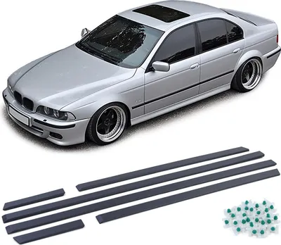 Produktbild von zestaw 4 listew bocznych drzwi LEWA + PRAWA + ZACISKI do BMW E39 sedan 95-03