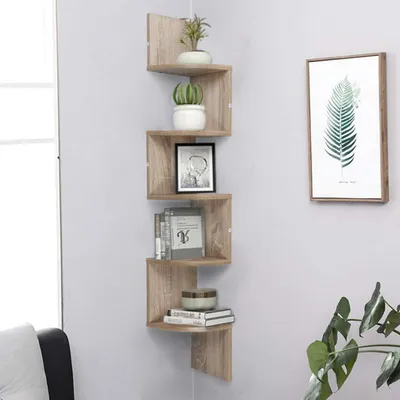 Immagine prodotto di Scaffale a parete in MDF con 5 ripiani, ideale per libri, dimensioni 20 x 20 x 123 cm, finitura noce
