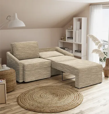 Produktbild von DOMO Collection Sofa Relax Box, 2-Sitzer Couchgarnitur mit Boxspringfederung und Schlaffunktion, 2er Schlafsofa, 168 x 96 x 86 cm (BxTxH) braun-beige