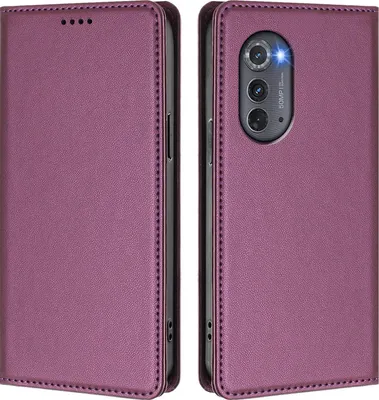 Image de Étui en cuir pour Motorola Edge 2022, étui à rabat magnétique en cuirPolyuréthaneavec support, violet
