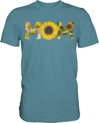 Produktbild von Mom Sonnenblumen T-Shirt Garten Motiv Gärtner Mutter Geschenk – Stone Blue / M