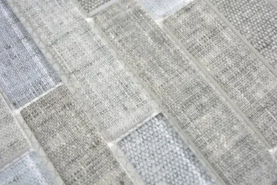 Produktbild von Handmuster Transluzent Mosaik Brick Verbund ECO Glasmosaik Textil grau Wand Fliesenspiegel Küche Bad MOS24-2097_m