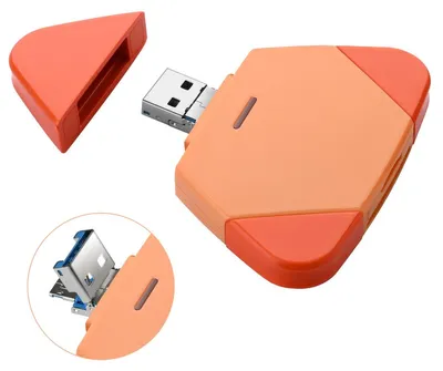 Zdjęcie produktu dla INF 3-w-1 magnetyczny odłączany czytnik kart — Lightning, USB-C i USB-A, obsługa SD/TF, kompatybilny z iPhone i iPad Pomarańczowy