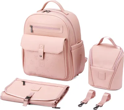 Produktbild von Brisby Venezia Strapazierfähige Wickeltasche – Wickeltasche – inkl. Wickelunterlage – Kühltasche – Buggy- und Kinderwagenhaken – Kunstleder – Rosa