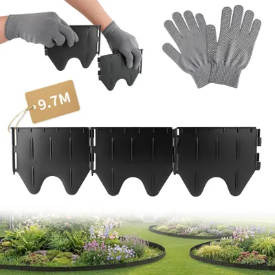 Produktbild von Rasenkante Kunststoff Rasenkanten 9,7mx13cm, Leicht zu Verarbeitende Flexible Beeteinfassung,Beetbegrenzung Beetumrandung Rasenkantenband
