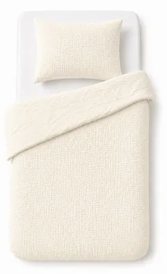 Image de Linge de lit, parure de lit en mousseline pour enfant 90 x 120, couleur crème