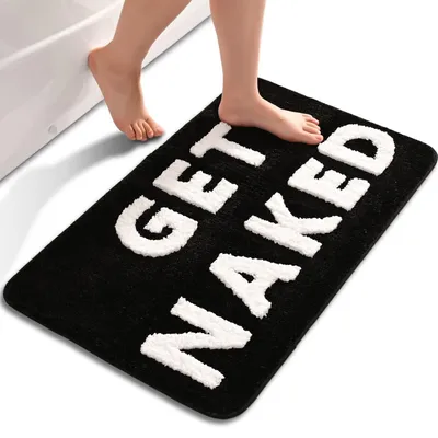 Immagine prodotto di Tappetino da bagno antiscivolo, lavabile, in microfibra, 50 x 80 cm, nero e bianco