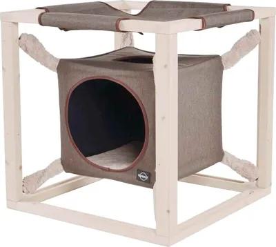 Produktbild von Quapas! Katzenbett mit Hängematte Catcube Olivgrün L 62,5x62,5x62,5 cm