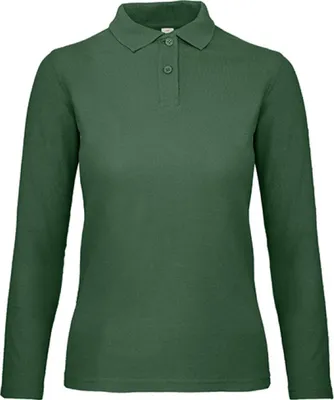 Produktbild von B&C PWI13 | Damen Long Sleeve Polo ID.001 / 100 % Baumwollpiqué - Farbe: Bottle Green - Größe: XS
