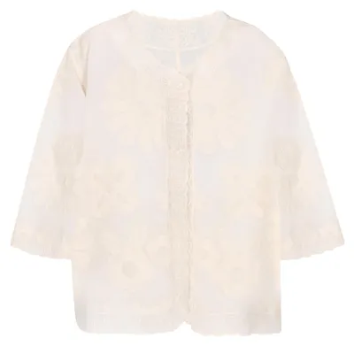 Produktbild von Damen Bluse aus 100% Baumwolle, beige, V-Ausschnitt, lange Ärmel, Größe L