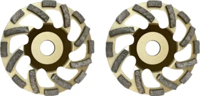 Produktbild von 2x Trade-Shop Diamant Turbo-Segmente Schleiftopf abrasiv Ø 125mm 22,23mm Bohrung für Beton Estrich Asphalt Putz Mauerwerk Naturstein Fliesenkleber