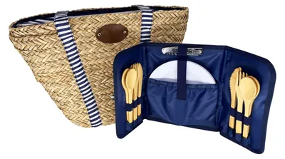 Zdjęcie produktu dla Les Jardins de la Comtesse - Torba plażowa Riviera 4 os. Biało-niebieska