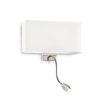 Produktbild von Ideal Lux HOTEL AP2, Oberfläche, Rechteck, 2 Glühbirne(n), IP20, Chrom, Weiß