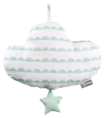 Immagine prodotto di roba carillon 'Happy Cloud', aiuto per il sonno, nuvola in tessuto lavabile, decorazione per cameretta taupe / menta