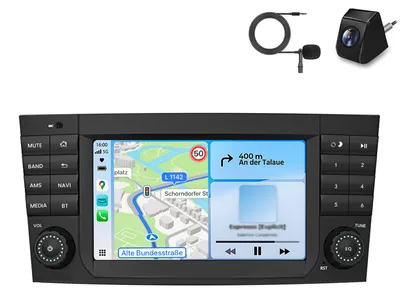 Zdjęcie produktu dla Radio samochodowe Carplay z kamerą i mikrofonem do Mercedes-Benz klasy C/CLK/CLC W203 W209 Android GPS Navi WIFI DAB+ SWC RDS DSP USB BT 2+32 GB