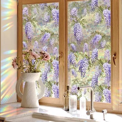 Produktbild von Famanu Fensterfolie Regenbogen Blumen - 3D Effekt - 40 x 101,6 cm