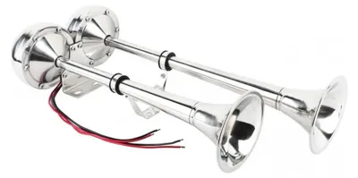 Produktbild von Doppel-Trompeten-Hupe 12V für Yacht, Schiff, Boot, Katamaran, Lkw (TIR) 455 x 190 mm, super leistungsstarker und lauter Klang