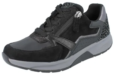 Produktbild von GABOR Rollingsoft Damen Sneaker schwarz grau Lederkombination - Größe: UK 8