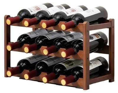 Imagen del producto de Estante para vinos de bambú para el hogar, con 3 niveles