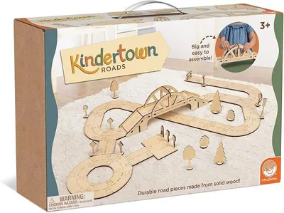 Imagen del producto de Kindertown Roads: Juego de construcción Montessori de madera para niños pequeños