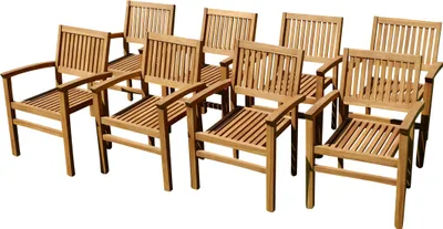 Produktbild von ASS 8Stk ECHT TEAK Design Gartensessel MIAMI Gartenstuhl Sessel Holzsessel Gartenmöbel Stapelstuhl Stapelsessel Teakholz sehr robust stapelbar