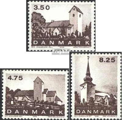 Produktbild von Briefmarken Dänemark 1990 Mi 986-988 (kompl.Ausg.) gestempelt Dorfkirchen