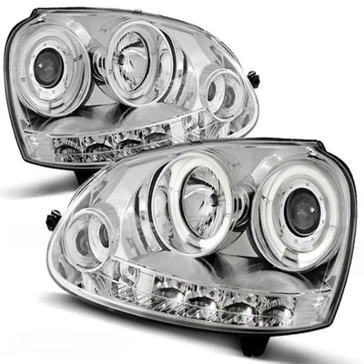 Zdjęcie produktu dla Reflektory LED typu "Angel Eyes" pasujące do VW Golf 5 (produkcja 2003-2009), kolor: chrom