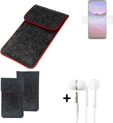 Produktbild von K-S-Trade Handy Schutz Hülle kompatibel mit ZTE a1 Schutzhülle Handyhülle Filztasche Pouch Tasche Case Sleeve Filzhülle dunkelgrau roter Rand +