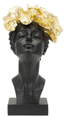 Produktbild von Büste Woman with Butterfly Polyresin 21x20x36,5 cm schwarz gold Mauro Ferretti
