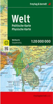 Produktbild von Weltkarte, politisch - physisch, 1:20.000.000, gefaltet, freytag & berndt