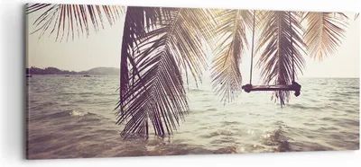 Produktbild von Bild auf Leinwand - Leinwandbild - Meer Palme Wasser - 120x50cm - Wand Bild - Wanddeko - Wandbilder - Leinwanddruck - Bilder - Kunstdruck - Wanddekoration - Leinwand bilder - Wandkunst - AB120x50-3634