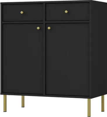 Immagine prodotto di Selsey Oktio - Credenza a 2 ante con 2 cassetti, nero-grafite, 84 cm