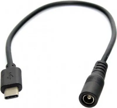 Produktbild von SYSTEM-S USB 3.1 Type C zu DC 5.5 V 2,5 mm Stromkabel Ladekabel Kabel 26 cm