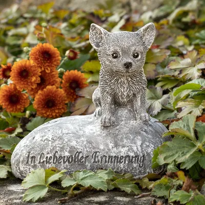 Produktbild von Grabstein Chi Hua Hua | Steinguss, grau | H 14cm x T 10cm
