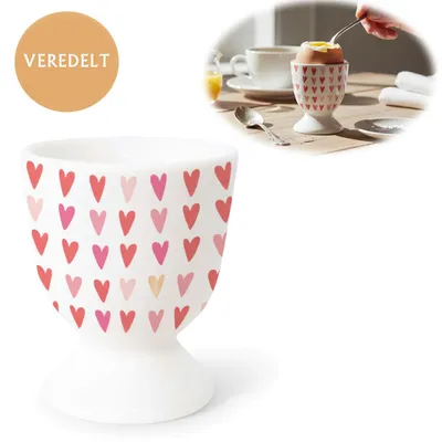 Produktbild von LS-LebenStil Echt-Gold Eierbecher Spruch "Herzen Liebe" edle Gute Laune Eibecher Eierhalter Eihalter Deko Frühstückstisch Geschenk Hochzeit Verlobung