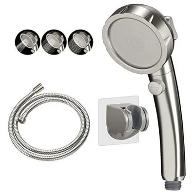 Produktbild von Handbrause mit ON/OFF-Pausenschalter, 3 Sprühmodi, Wassersparend, Gebürstetes Nickel