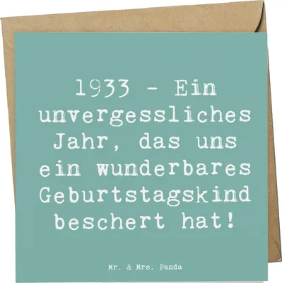 Produktbild von Mr. & Mrs. Panda Glückwunschkarte Spruch 1933 Geburtstag - Meeresbrise - Geschenk, anlasskarte, Stärke, liebevoll, Glückwunsch, Happy Birthday, doppelkarte, Wertschätzung