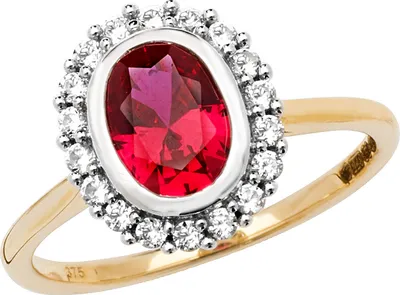 Produktbild von Wunderschöner 9 Karat (375) Gold Damen - Solitärring mit Rubin (synth.), Saphir (synth.), 54 (17.2); TRS20600RSN