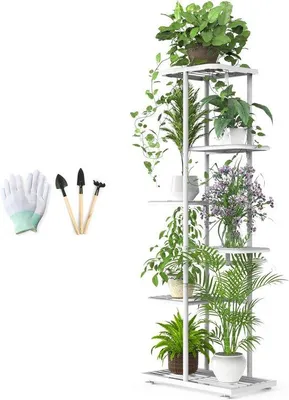 Immagine prodotto di Portafiori bianco - scaffale per piante in metallo - 6 ripiani