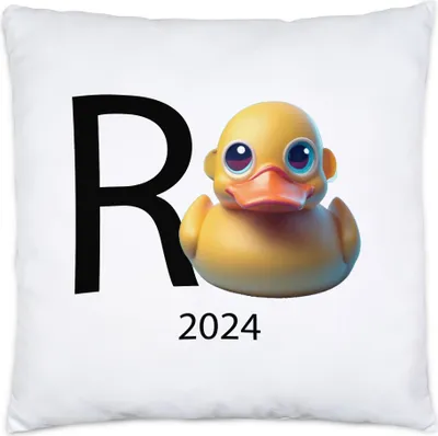 Produktbild von R Ente 2024 Kissen Inkl. Füllung Rente Geschenk Ruhestand Quietscheente Wortwitz