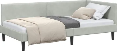 Obrázek produktu pro vidaXL Rohový rám postele s čelem světle šedý 100 cm x 200 cm sametový