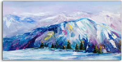 Produktbild von Coloray Canvas 120x60  Wandbild Leinwand Bilder Kunstdruck Malerei Berg Bäume Schnee