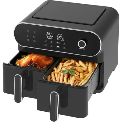 Produktbild von Heißluftfritteuse 2 Kammern Airfryer XXL 11L - 1700 W Heissluftfritteuse mit 2 Fächer, Dual Zone Heißluftfritteuse, 6 Kochfunktion, Touchscreen