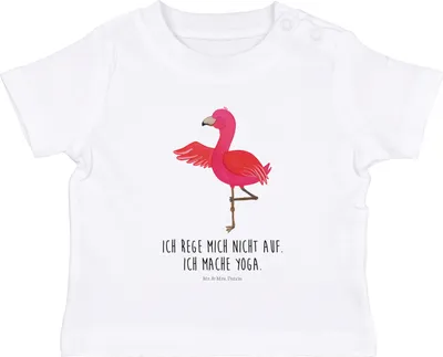 Produktbild von Mr. & Mrs. Panda Organic Baby Shirt Flamingo Yoga 6. - 12. Monat - Weiß - Geschenk, T-Shirt, Aufgeregt, Oberteil, Kleinkind, Vogel, Rosa, , Kinder, Baum, Yogi
