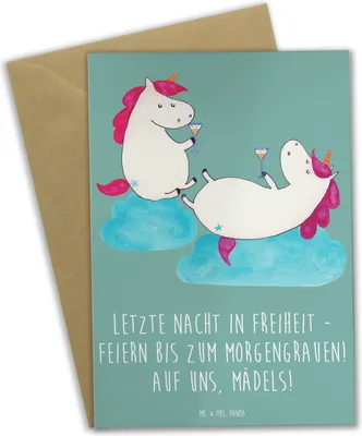 Produktbild von Mr. & Mrs. Panda Grußkarte Junggesellinnenabschied Feiern - Meeresbrise - Geschenk, handgefertigt, osterkarten, Heirat, Heiraten, Erinnerungsstücke, hochzeitskarten